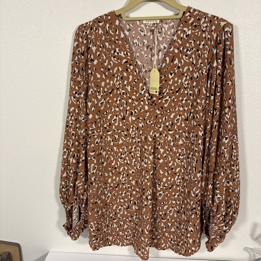 Jodifl Los Angeles Blouse‎ medium Pullover Tunic L/S With Elastic NWT A1
